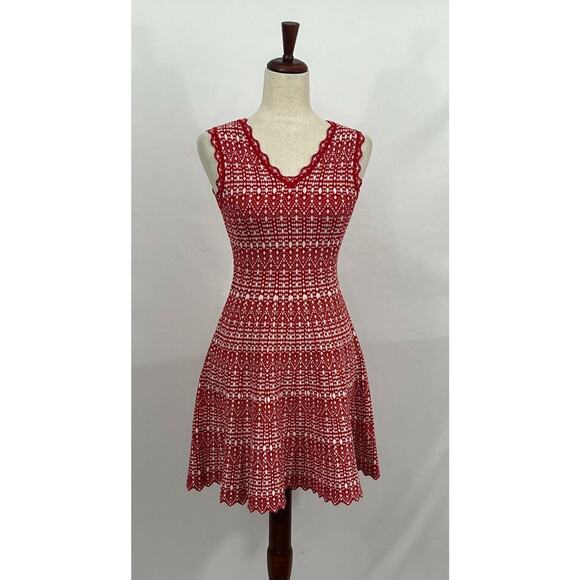 Unbranded Dresses & Skirts - Unbranded Sz 36 4 Red White Knit Sleeveless A-Line Dress